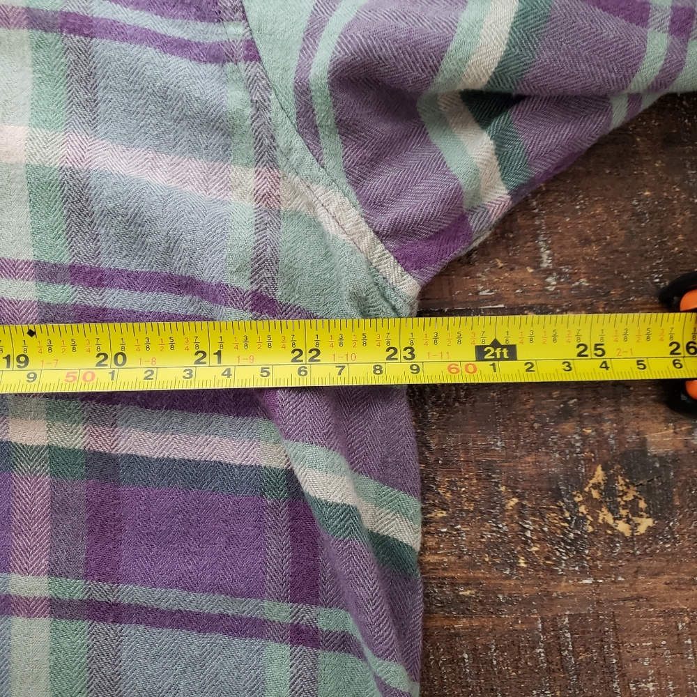 Lauren Ralph Lauren Plaid Cotton Blend Herringbone Sleep Lounge Shirt Size Large - Picture 9 of 11